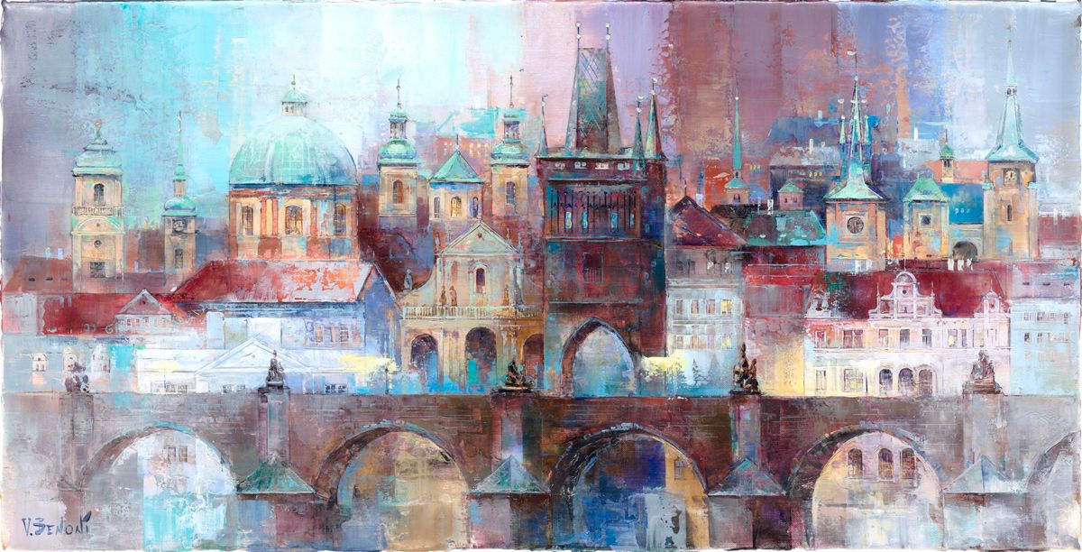 Contemporary painting. Old City. Gothic architecture - Veronika Benoni