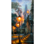 oil on canvas - painting - Street Light - Sky - Art - Atmospheric - Lamp - Landscape - Natural Landscape - Picture Frame - Tints And Shades - Painting - Rectangle - Sunrise - Light Fixture - Visual Arts - Evening - Darkness - Sunset - Modern Art  