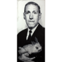 Original painting "Howard Phillips "H. P." Lovecraft" -Tie - Carnivore - Art - Formal Wear - Companion - Whiskers - Monochrome - Moustache - Dress Shirt - Portrait - Photo Caption - Vintage Clothing - Facial Hair 