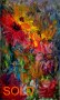 Contemporary painting. Bright colors. Oil painting. Bouquet of flowers. 