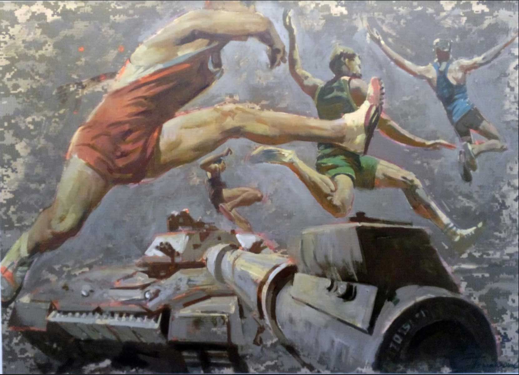 Original painting by Ed Potapenkov. "Jumping" Contemporary art in Satija Gallery