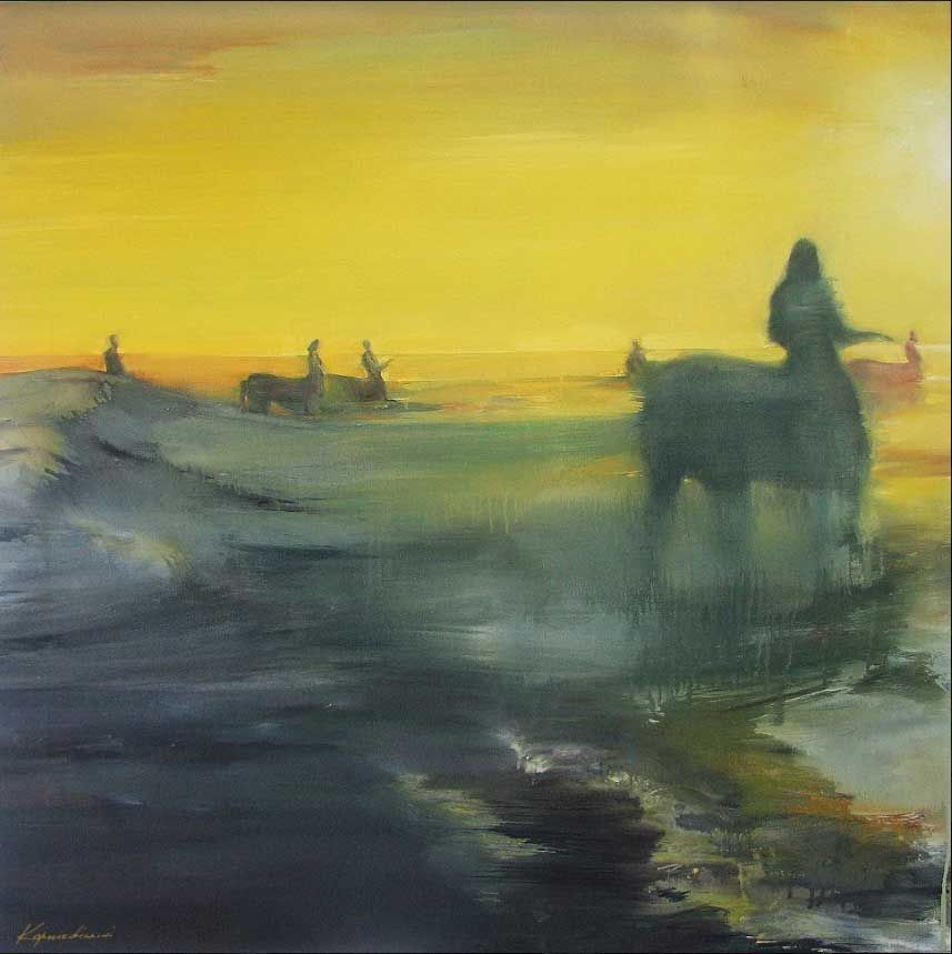 Oil painting by Sergi Kornievsky. "Bathing of centaurs" Contemporary art in Satija Gallery