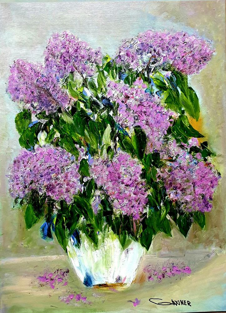 A bouquet of flowers in bright colors. Impressionism. Flowers. Dance of flowers. Lilac