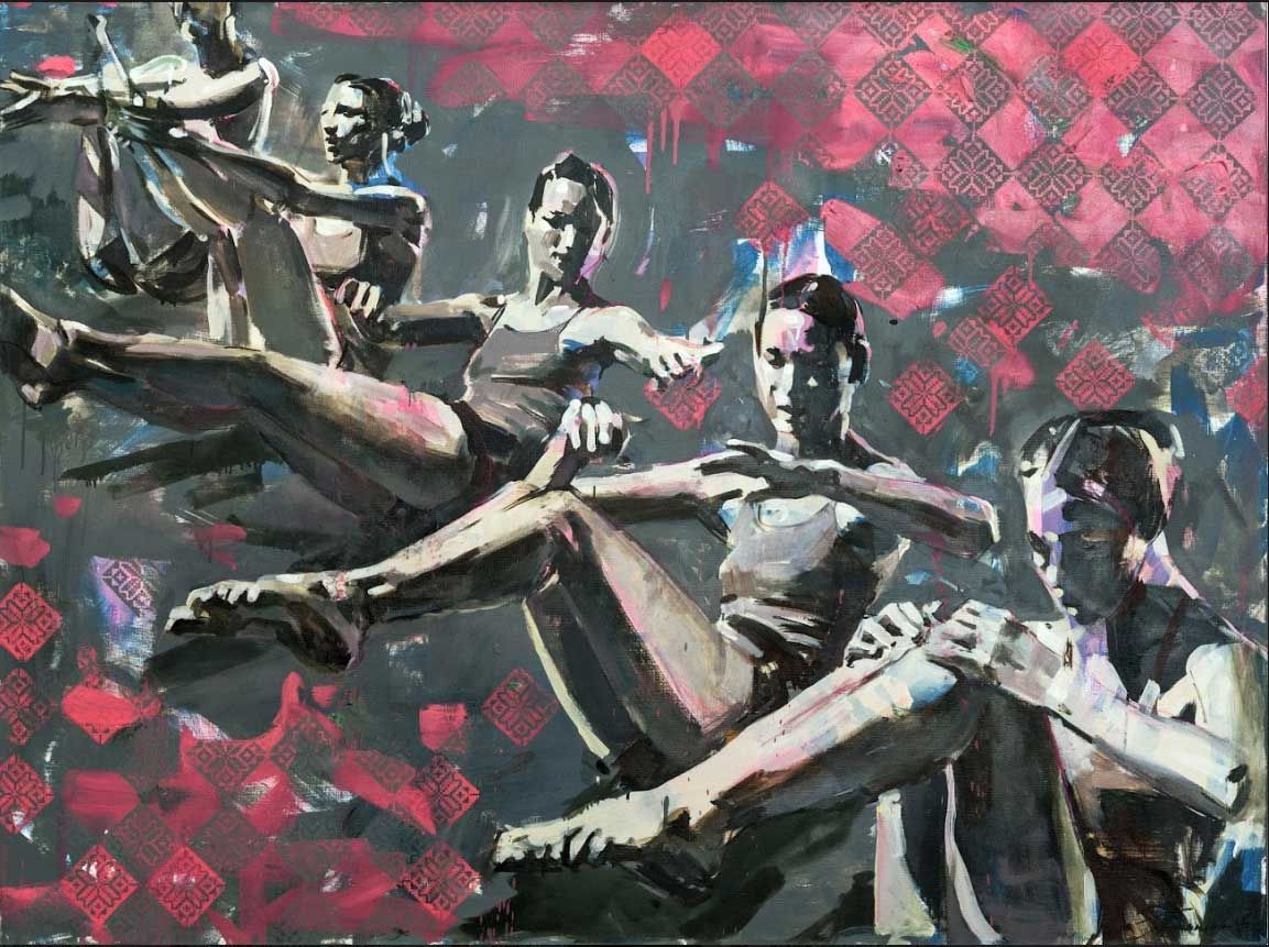 Original painting by Ed Potapenkov. "Exercises" Contemporary art in Satija Gallery. Oil on canvas