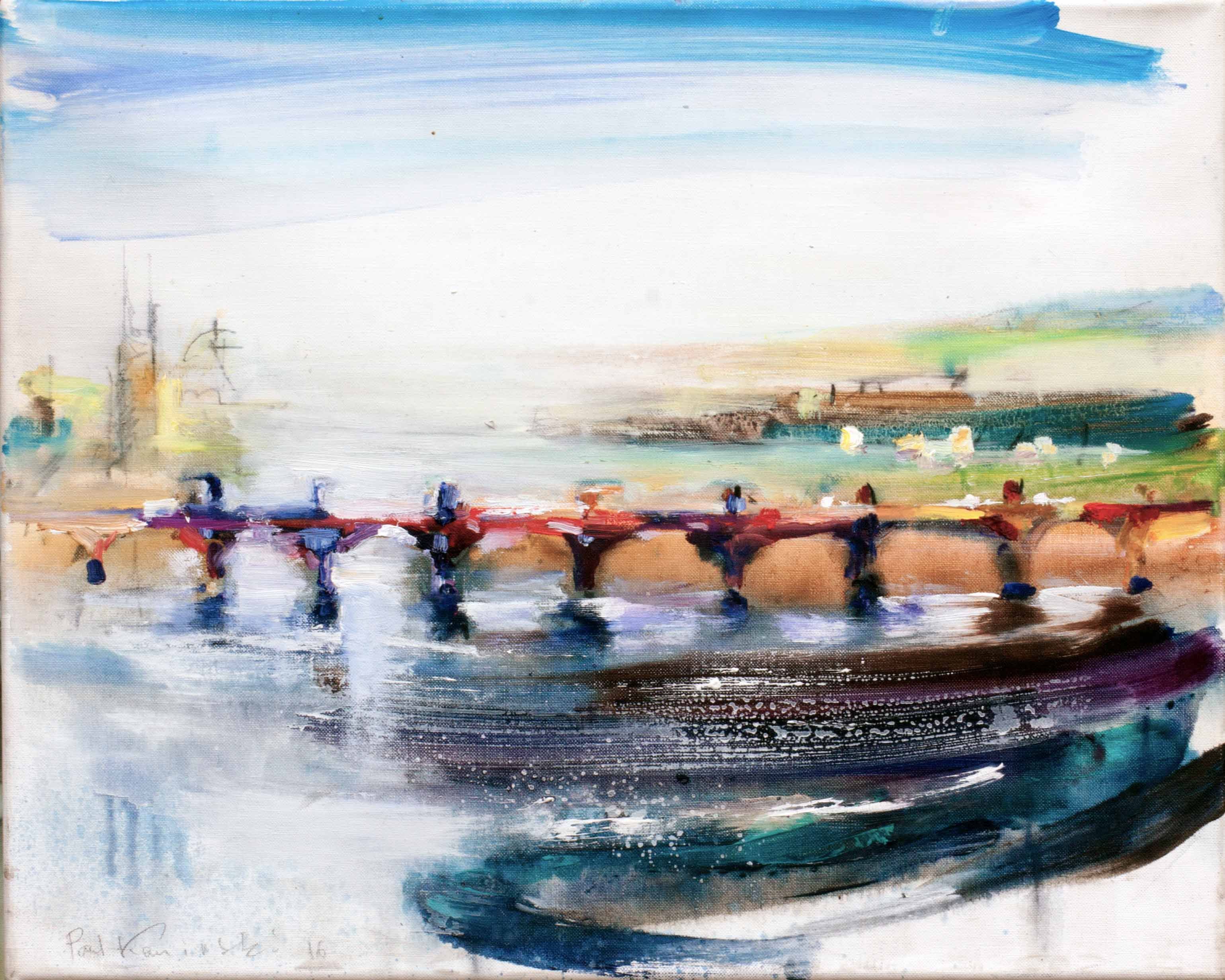 Original painting by Paul Kominsky. "Small bridge" Contemporary art in Satija Gallery