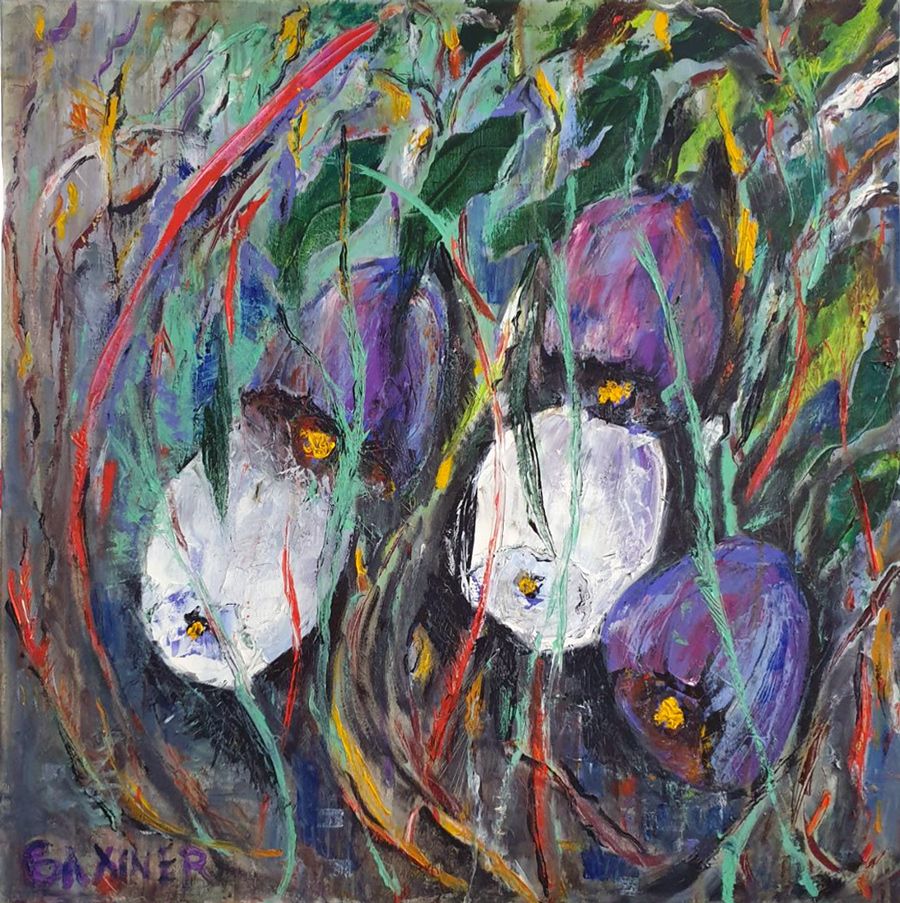 Flowers in the picture. Contemporary painting.